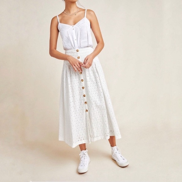 Maeve Vanderbilt White Eyelet Maxi Skirt - Picture 1 of 5